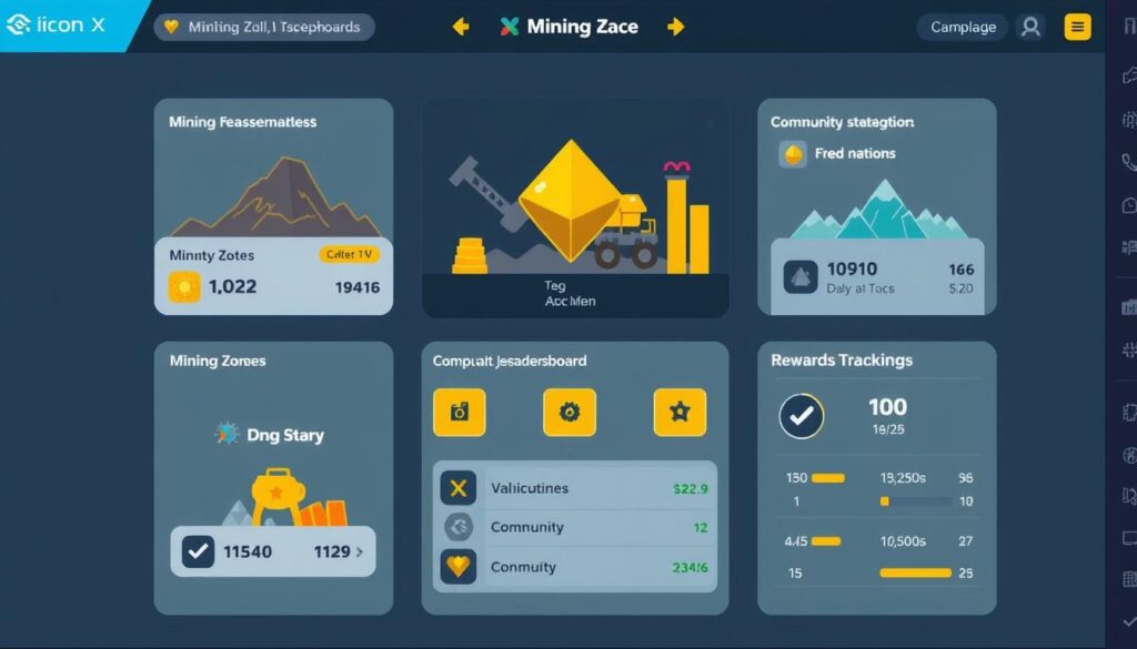 Mining Race von IconX Benutzeroberfläche mit Gameplay-Elementen