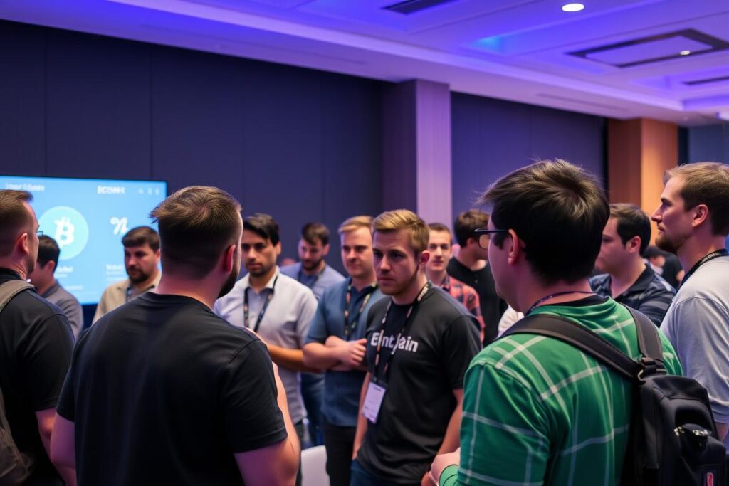 Mining Race von IconX Community-Treffen mit Teilnehmern